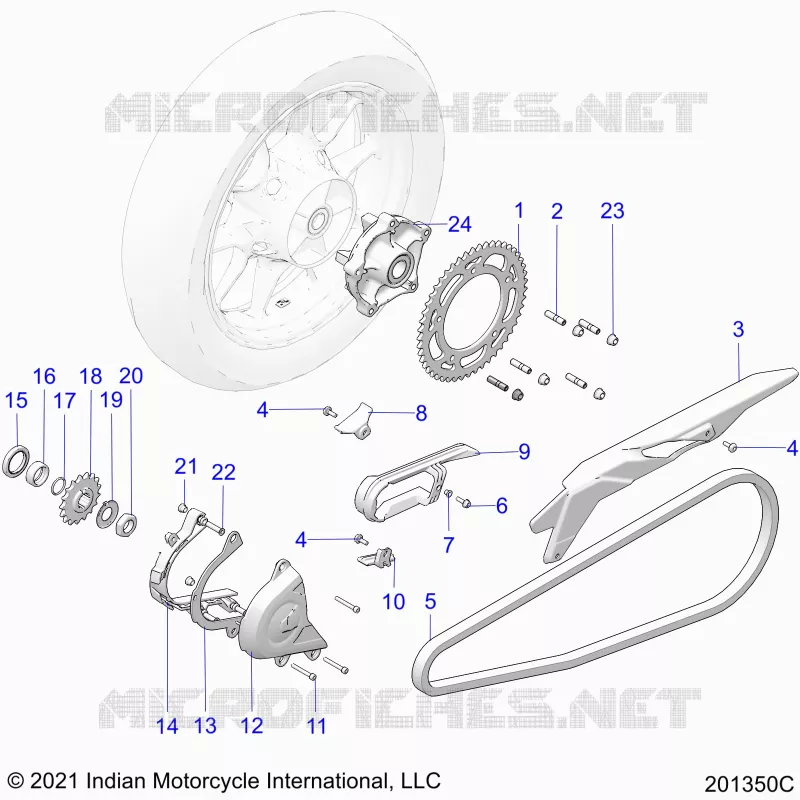 DRIVE TRAIN, SPROCKETS, GUARDS AND CHAIN