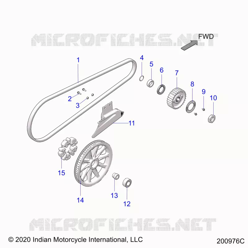 DRIVE TRAIN, DRIVE SPROCKET, BELT AND GUARD