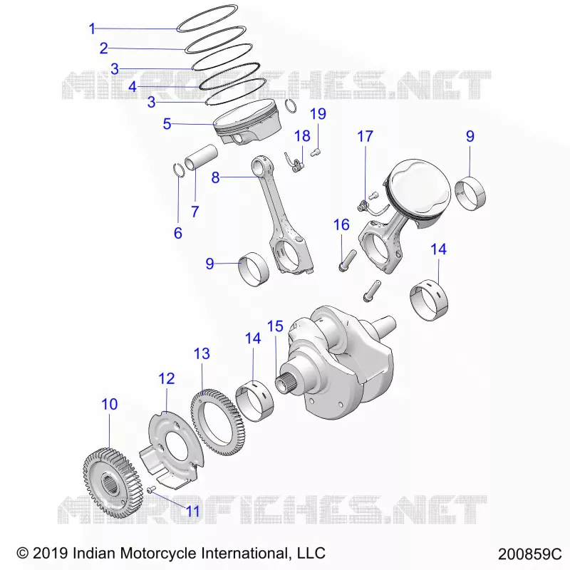 ENGINE, PISTON AND CRANKSHAFT ASM.